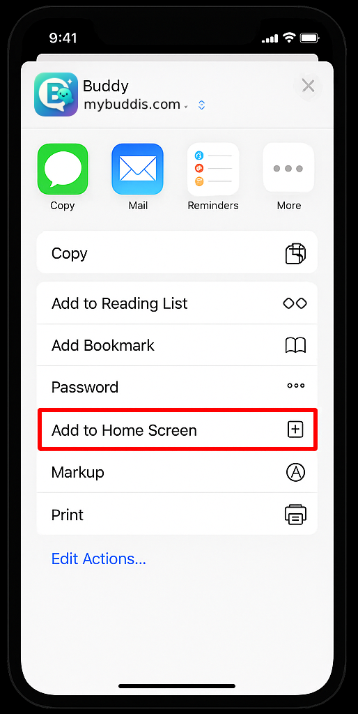 Add to Home Screen option